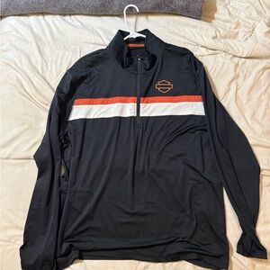 Harley-Davidson Black and Orange Stripe Quarter Zip